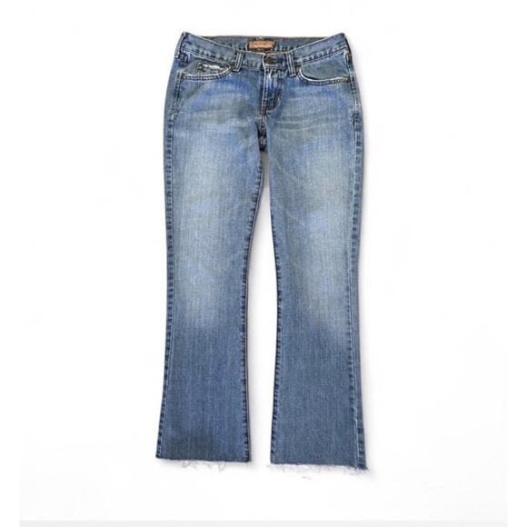 Vintage Y2K Abercrombie And Fitch Blue Denim Flare Bootcut Jeans Low Rise 2R - Picture 2 of 8